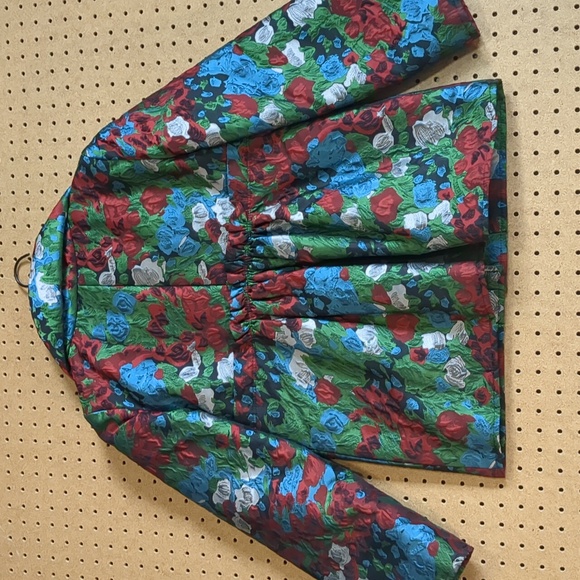 Oscar de la Renta Silk Floral Print Jacket - Picture 2 of 8